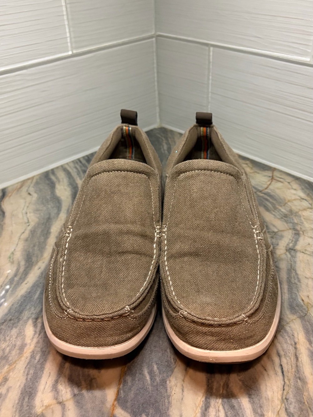 Margaritaville Marina Slip-On Men's Size 11.5 Boat Shoes Loafers Beach Dark Tan